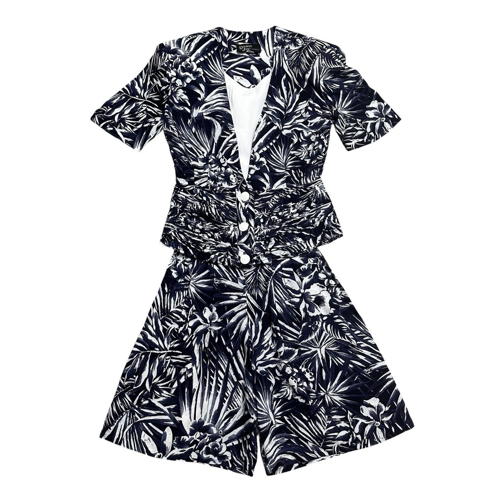 VTG 90s DAWN JOY FLORAL Shorts Set Two Piece ROMPER High waist Size Small